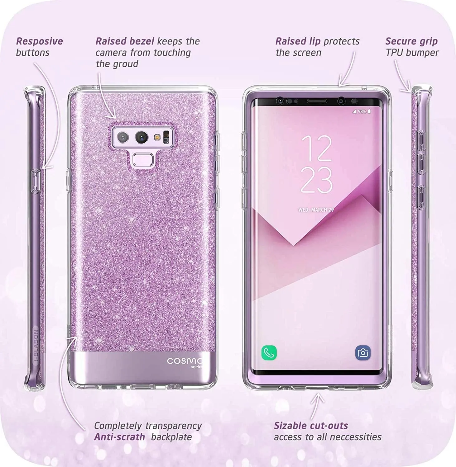 Galaxy Note9 Cosmo Case(open box) - Glitter Purple