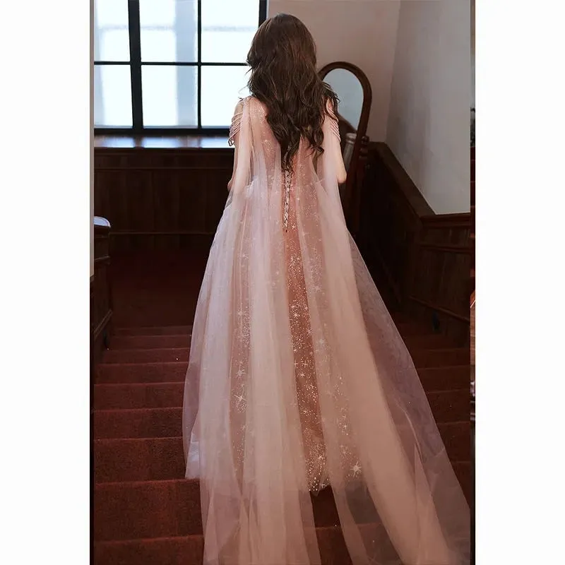 Heavy Industry Evening Dress Skirt Female 2022 New High-End Light Luxury Banquet Temperament Ceremony Host Can Usually Wear Tide