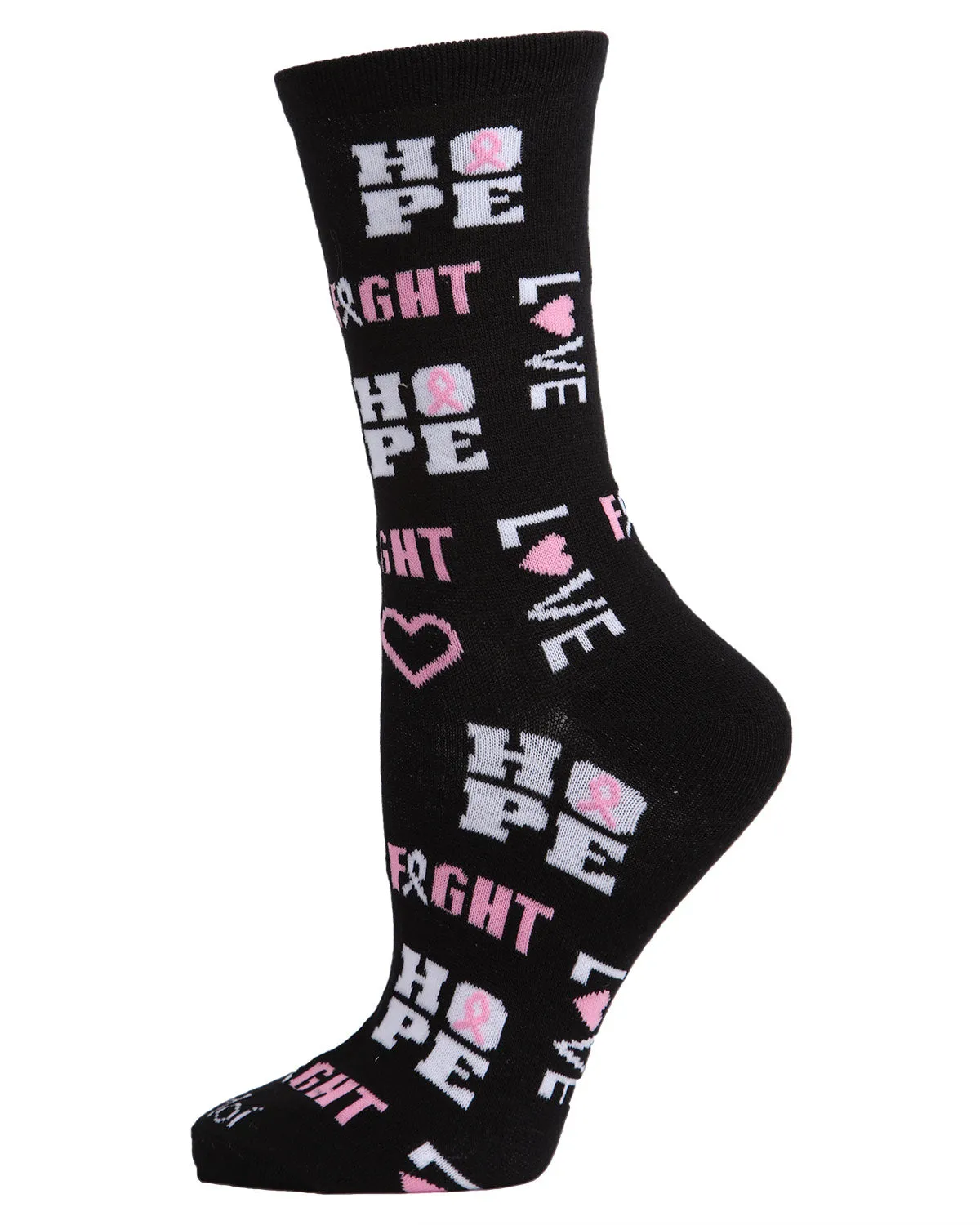 Hope Love Fight Breast Cancer Awareness Bamboo Blend Socks