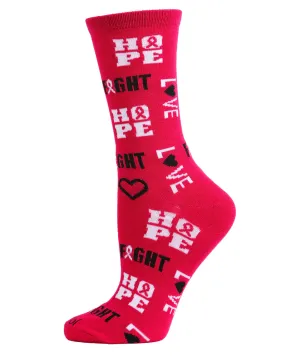 Hope Love Fight Breast Cancer Awareness Bamboo Blend Socks
