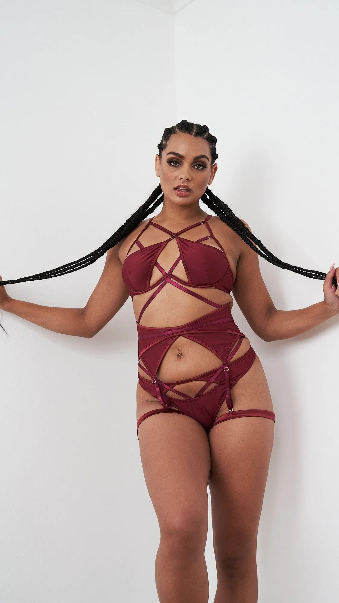 Lauren Bra - Strappy Cut Out Adjustable Bra Recycled Wine