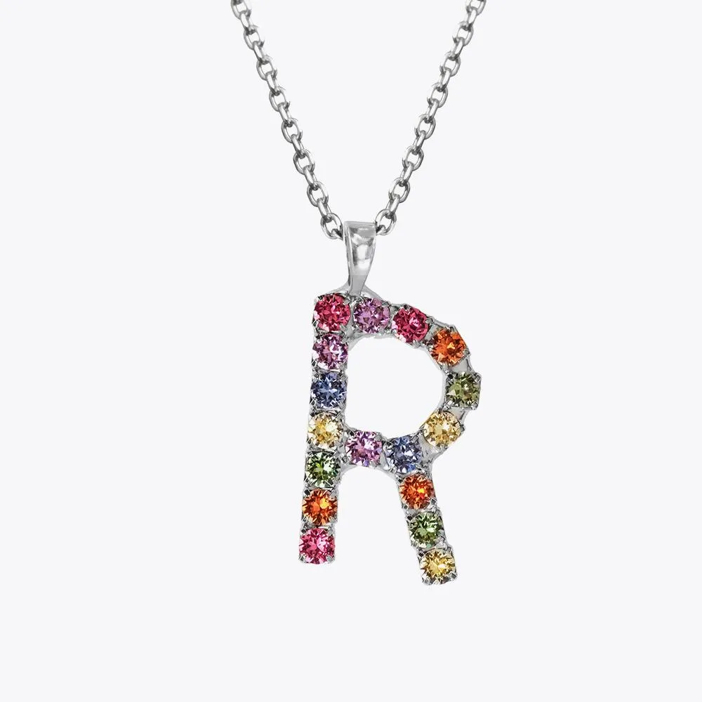 Letter Necklace R / Rainbow Combo