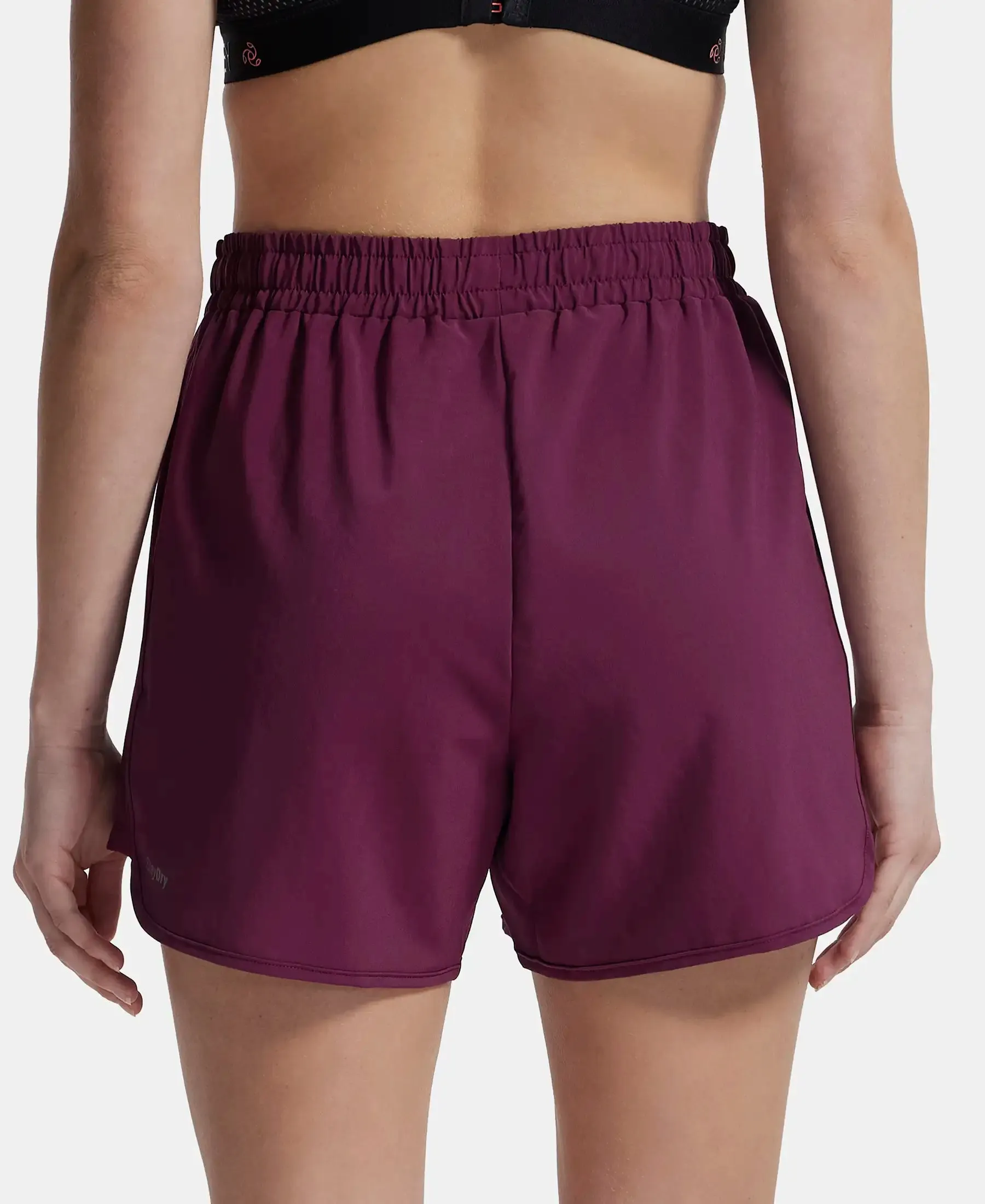 Lightweight Microfiber Elastane Stretch Fabric Straight Fit Shorts with Zipper Pockets - Grape Wine