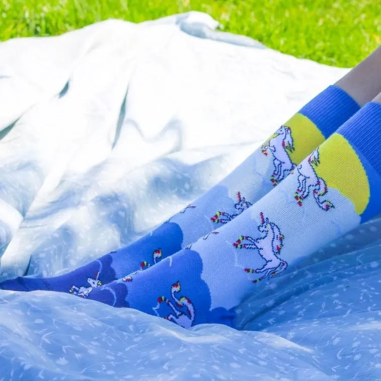Majestic Flying Unicorns in the Clouds Socks (Adult Medium - Women's Shoe Sizes 5-10)