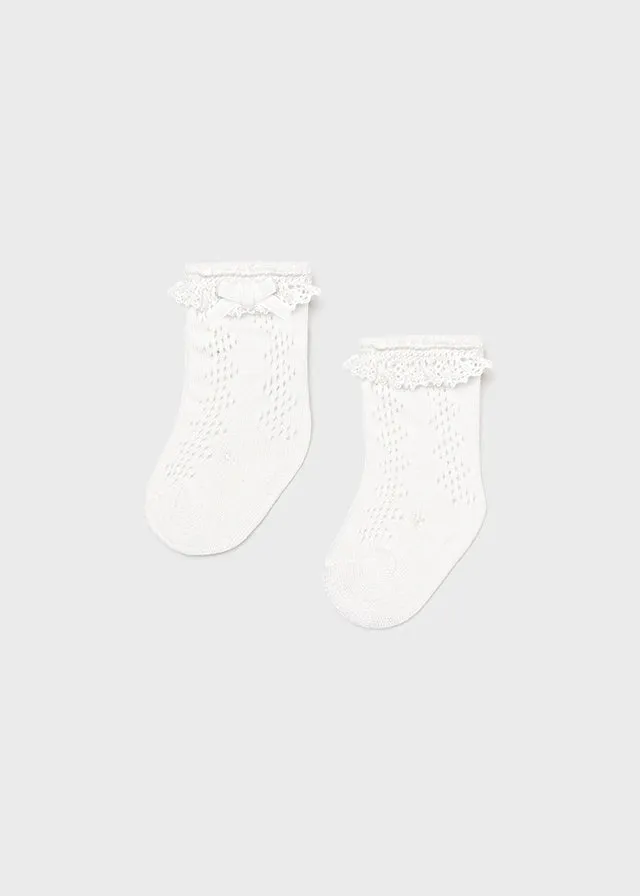 Mayoral 9427 059 - Natural Long Openwork Socks