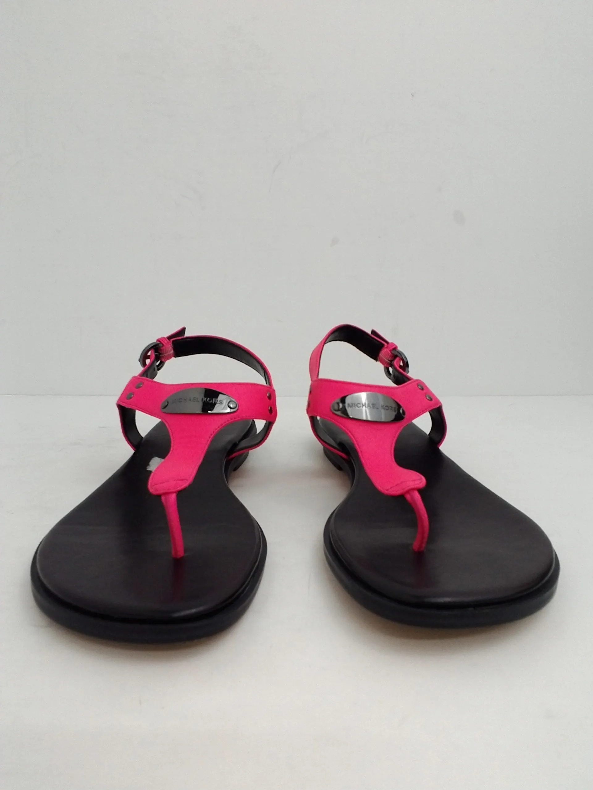 Michael Kors Women's Plate Thong Flat Sandal Neon Pink Size 9.5 M