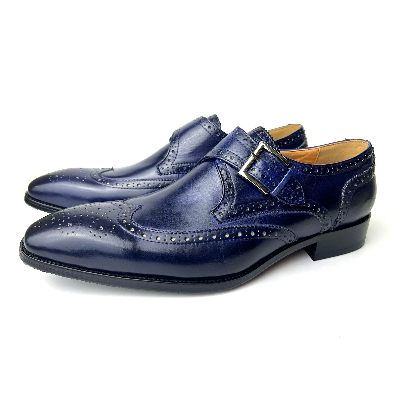 Oxford Style Men's Dress Shoes Handmade Genuine Leather Designer Formal