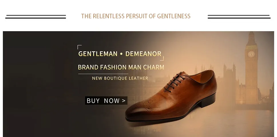 Oxford Style Men's Dress Shoes Handmade Genuine Leather Designer Formal