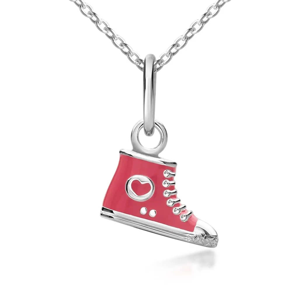 Pink High-Top Shoe Pendant - Sterling Silver