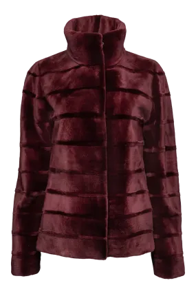 Reversible Horizontal Striped Sheared Mink Fur Jacket