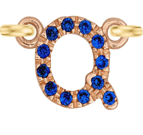 Rose Gold, Blue Sapphire Letter