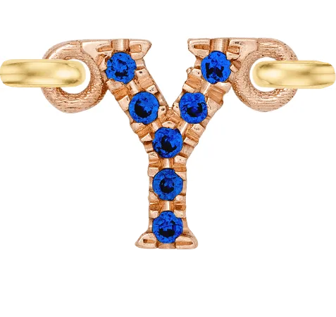 Rose Gold, Blue Sapphire Letter