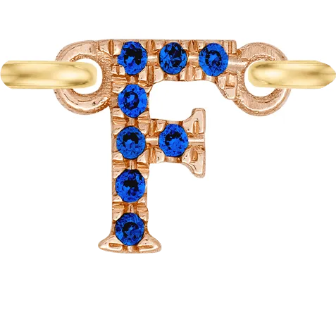 Rose Gold, Blue Sapphire Letter