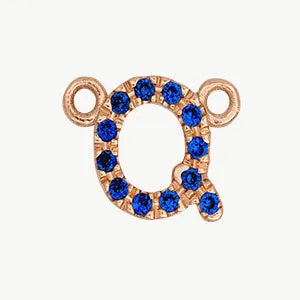 Rose Gold, Blue Sapphire Letter