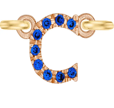 Rose Gold, Blue Sapphire Letter