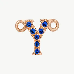 Rose Gold, Blue Sapphire Letter