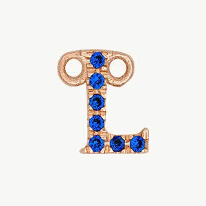 Rose Gold, Blue Sapphire Letter