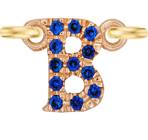 Rose Gold, Blue Sapphire Letter