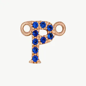 Rose Gold, Blue Sapphire Letter