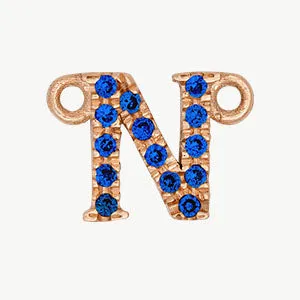 Rose Gold, Blue Sapphire Letter