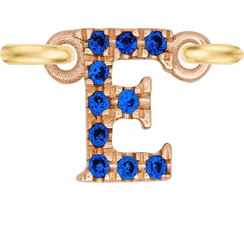 Rose Gold, Blue Sapphire Letter