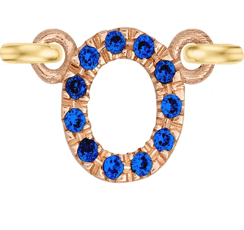 Rose Gold, Blue Sapphire Letter