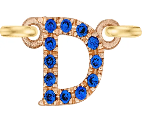 Rose Gold, Blue Sapphire Letter