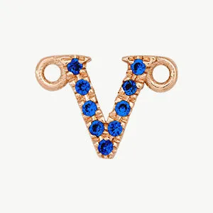 Rose Gold, Blue Sapphire Letter