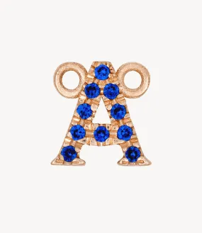 Rose Gold, Blue Sapphire Letter
