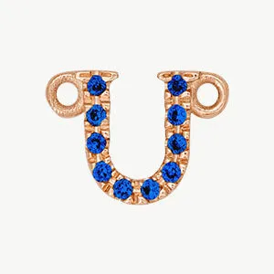 Rose Gold, Blue Sapphire Letter