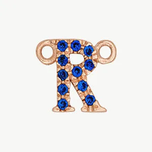 Rose Gold, Blue Sapphire Letter