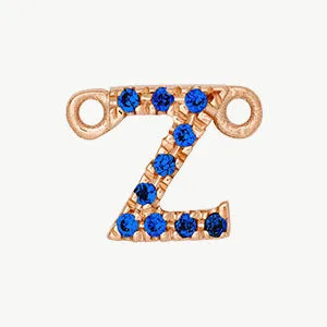 Rose Gold, Blue Sapphire Letter
