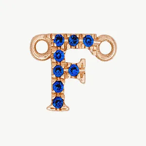 Rose Gold, Blue Sapphire Letter