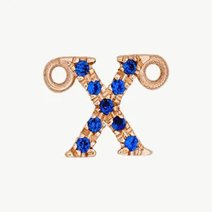 Rose Gold, Blue Sapphire Letter