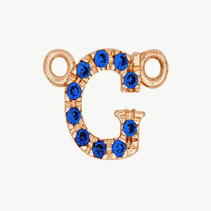 Rose Gold, Blue Sapphire Letter