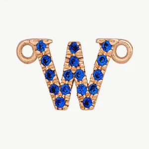 Rose Gold, Blue Sapphire Letter