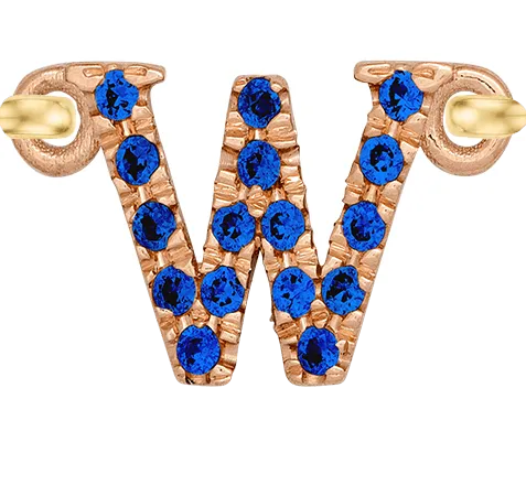 Rose Gold, Blue Sapphire Letter