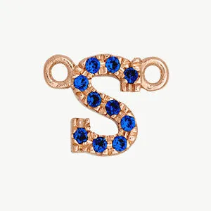 Rose Gold, Blue Sapphire Letter