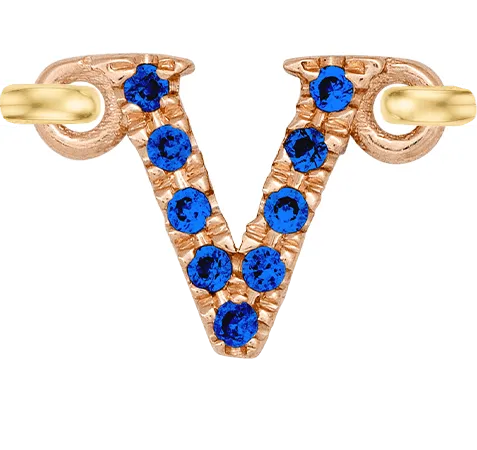 Rose Gold, Blue Sapphire Letter