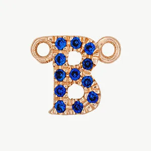 Rose Gold, Blue Sapphire Letter