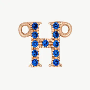 Rose Gold, Blue Sapphire Letter