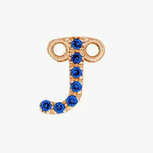Rose Gold, Blue Sapphire Letter