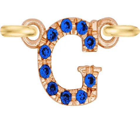 Rose Gold, Blue Sapphire Letter