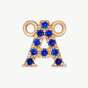 Rose Gold, Blue Sapphire Letter