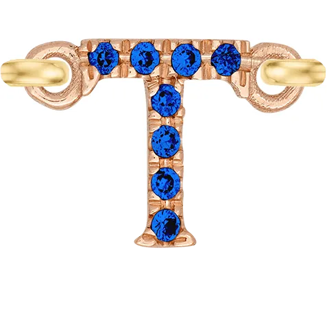 Rose Gold, Blue Sapphire Letter
