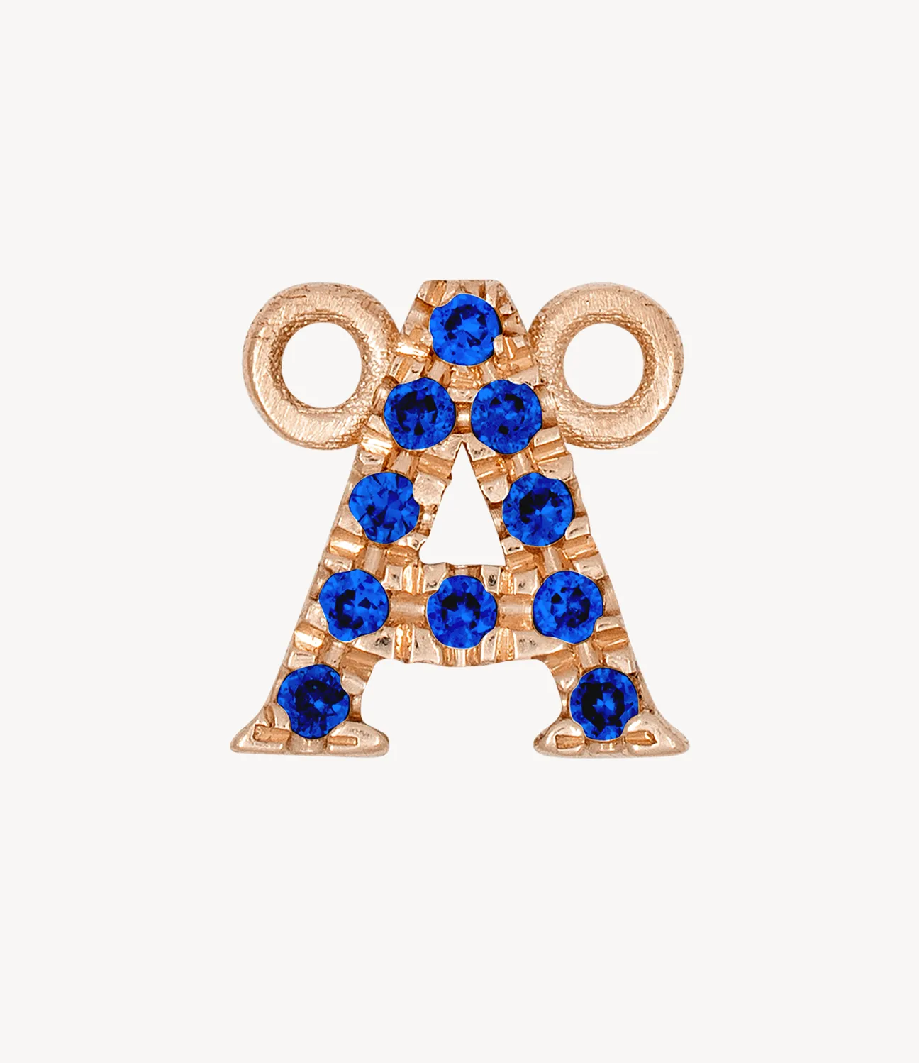 Rose Gold, Blue Sapphire Letter