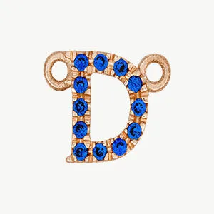 Rose Gold, Blue Sapphire Letter