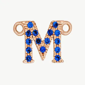 Rose Gold, Blue Sapphire Letter