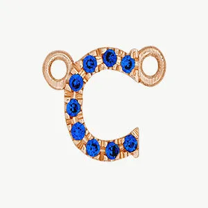 Rose Gold, Blue Sapphire Letter