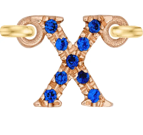 Rose Gold, Blue Sapphire Letter